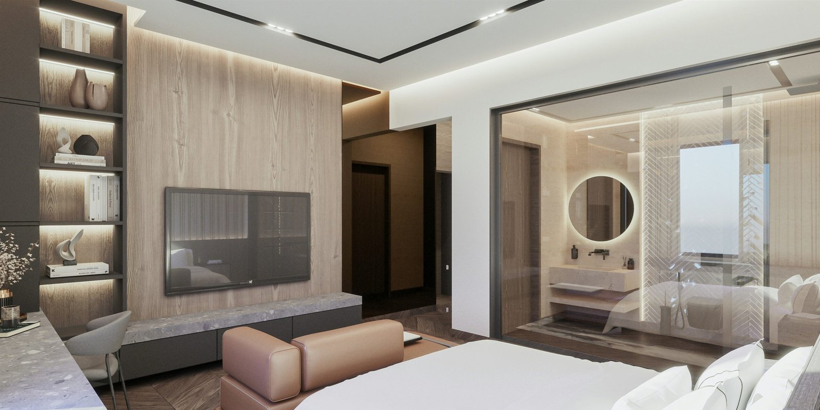 A luxurious bedroom suite inside a five-star hotel